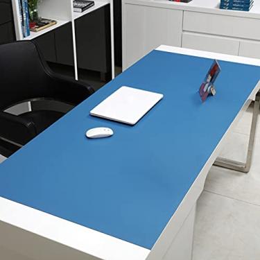 Imagem de Mouse pad antiderrapante multifuncional ergonômico para mesa de jogos para teclado e mouse, almofada grande de couro PU, mouse pad expandido - azul. 70 x 45 cm (28 x 18 polegadas)