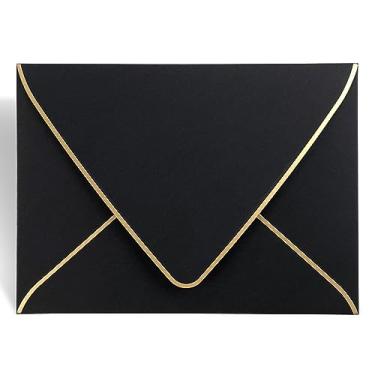 Imagem de Envelopes pretos A7 15,50 x 19,50 embalagem,- para cartões 5x7 | selo| Perfeito para casamentos, convites, fotos, formatura, chá de bebê| Papel luxuoso espesso|13,5 x 19,25 polegadas (preto)