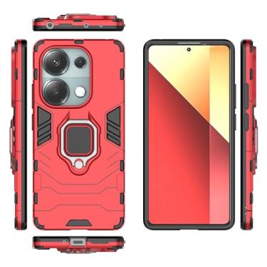 Imagem de Kukoufey Capa compatível com Xiaomi Poco M6 Pro 4G, suporte magnético para carro, compatível com Xiaomi Redmi Note 13 Pro 4G 23117RA68G, capa vermelha