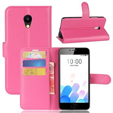 Imagem de Capa carteira MEIZU A5, capa carteira flip de couro PU premium com compartimento para cartão, suporte e fecho magnético [capa interior à prova de choque de TPU] Compatível com MEIZU A5