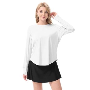 Imagem de Camisetas femininas de manga comprida FPS 50+ UV para treino e sol leves de secagem rápida, roupas ao ar livre para caminhadas e pesca, Branco, GG