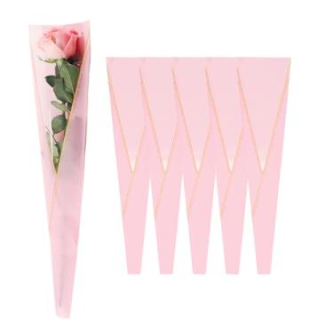 Imagem de Embalagem de papel de embrulho de flores com uma única rosa, pacote com 100 cores pretas, tamanho: 13 x 4 x 45 cm, rosa