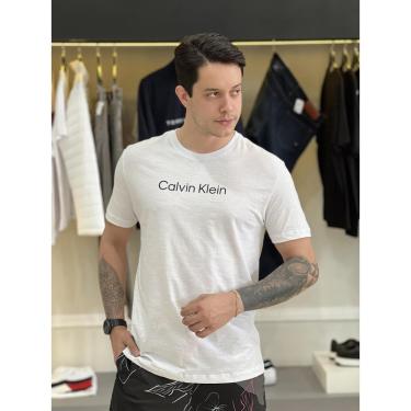 Imagem de Camiseta Calvin Klein Lettering Assinatura Estampado Masculino  - M - Rosa-claro-Masculino