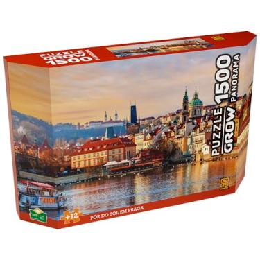 Imagem de GROW - Quebra-Cabeça 1500 Peças Panorama Pôr do Sol em Praga - A partir de 12 anos