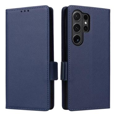 Imagem de SHANJINL Capa carteira para Samsung Galaxy S24/S24 Plus/S24 Ultra, capa flip de couro PU com suporte para cartão e proteção total da câmera TPU capa interna, azul 2,15 pro 6,1 polegadas