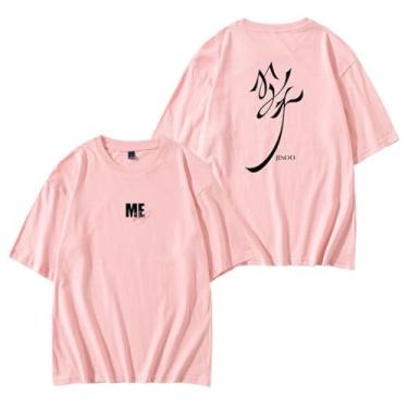 Imagem de Camiseta B-Link j-isoo Album ME K-pop Support Camiseta estampada gola redonda manga curta mercadoria para fãs camisetas, rosa, GG