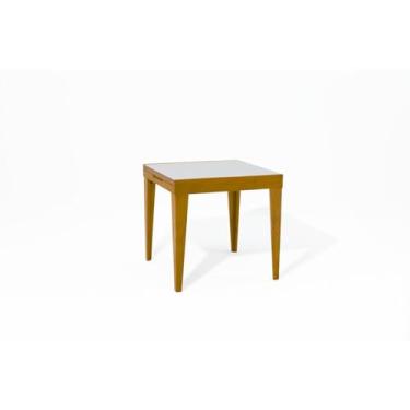 Imagem de Mesa de Jantar Extensível Tampo com Vidro e Pés em Madeira Maciça Tock Mel