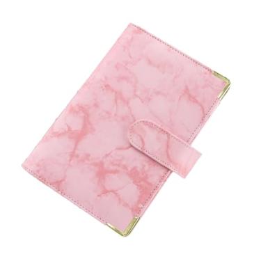 Imagem de Joucien Caderno de folhas soltas com padrão de mármore A6, clipe de folha solta de couro PU Ledger-Mármore + protetor de canto: rosa (concha única)