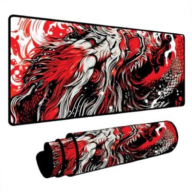 Imagem de Novo Mouse Pad Gamer Deskpad Speed Extra Grande Borda Costurada Profissional Varios Tamanhos - Dragão de Olhos Vermelhos (70x35)