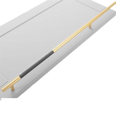 Imagem de Puxadores pretos cinza dourados claros para armários e gavetas Puxadores longos serrilhados em T para maçaneta de porta de móveis, cinza dourado, 384 mm