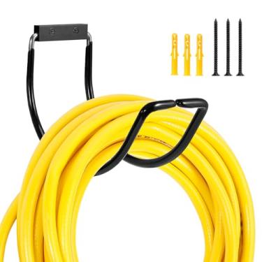 Imagem de Yoniccal Suporte de mangueira de jardim montado na parede, carrinhos de mangueira de jardim, gancho sólido de aço inoxidável 304 com capacidade para até 40 m - tinta preta