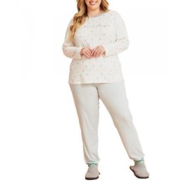 Imagem de Pijama Manga Longa Danka Feminino Plus Size Poliéster Com Elastano-Feminino