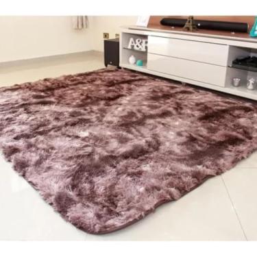 Imagem de Tapete Grande Para Sala de Estar Peludo (Marrom Mesclado)