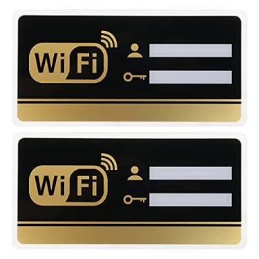 Imagem de ONLYKXY 2 placas de acrílico Wifi com senha, 10 x 20 cm, placa autoadesiva Wifi para casa ou lugares públicos