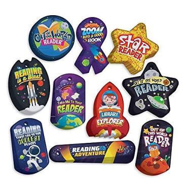 Imagem de Incentivar e construir jovens leitores Brag Tag Pacote econômico: 500 etiquetas (50 etiquetas para cada forma) + 150 correntes