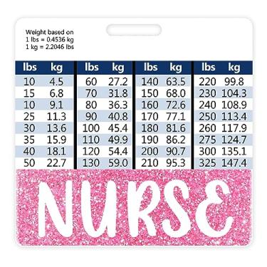 Imagem de Plifal Porta-cartões para crachá de enfermeira, acessórios de enfermagem, rosa, horizontal, identificação, identificação, presentes de trabalho de enfermeira, tabelas de conversão de altura e peso