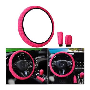Imagem de Bittwee 3 peças capa de volante de carro de 3 polegadas, conjunto de capa de apoio de braço para câmbio de marcha, protetor de volante automotivo respirável de microfibra antiderrapante, decoração de