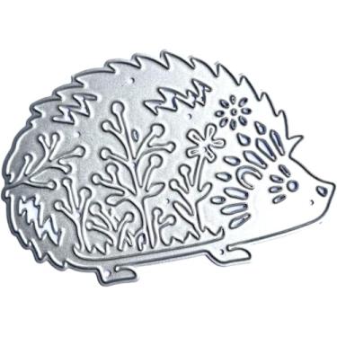 Imagem de Litte Hedgehogs cortados para fazer cartões, moldes de corte de metal de animais, parabéns, corte, aniversário, estampagem, estêncil, modelo para decoração de scrap-booking, cartão de bênção de