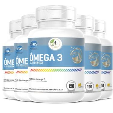 Imagem de KIT C/5 Ômega 3 Epa Dha Premium 120 Cápsulas Softgel 1000mg - Fits Lif