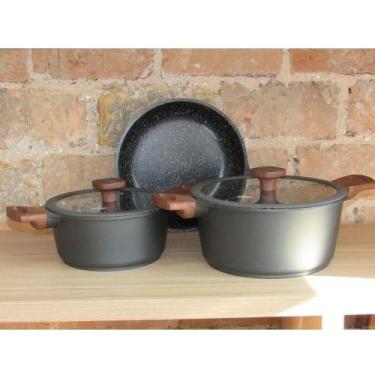 Imagem de Jogo De Panelas Para Fogão De Indução 3 Peças Titanium Mta, Cinzento, 