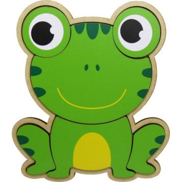 Imagem de Brinquedo Pedagógico Educativo Quebra Cabeça Encaixe Sapo Madeira Mdf 