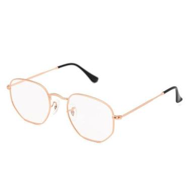 Imagem de Armação Óculos Grau Clipon Masculino 2 Em 1 Hexagonal Dourad - Palas E