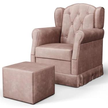Imagem de Poltrona de Amamentação e Descanso Fixa com Puff Lucy P04 Veludo Rosê 