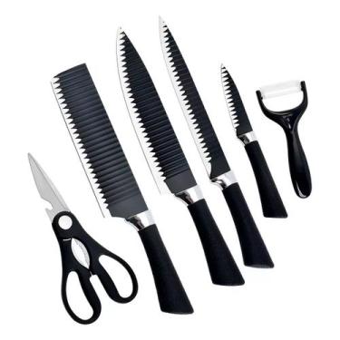 Imagem de Kit 6 Peças Facas Gourmet Antiaderente Churrasco Cozinha - BELLATOR