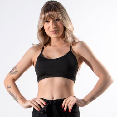 Imagem de Top Fitness WLS Modas Nadador Feminino Alça Fina Academia, Preto, GG