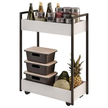 Imagem de Carrinho Gourmet de Apoio Industrial 2 Prateleiras Sara M24 Branco/Pre