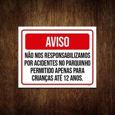 Imagem de Kit 10 Placas Aviso Condomínio Acidentes No Parquinho - Sinalizo.Com