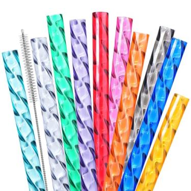 Imagem de Canudos reutilizáveis para substituição de copos Stanley, canudos extralongos de plástico de 30 cm para copo de 10 g, canudos rígidos transparentes para Stanley, canudo de garrafa de água grande de 10