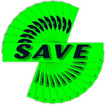 Imagem de Versa-Tags Adesivo preto e verde-limão de 36,8 cm, adesivo para revendedor de para-brisa com slogan de carro - Save