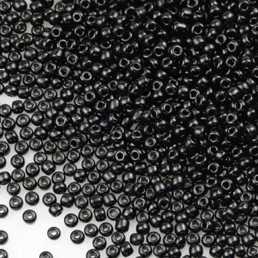 Imagem de LEECOON Contas de semente de cor preta de 3 mm, 100 gramas, cerca de 3500 peças, tamanho 8/0, pequenas contas de sementes para fazer colar, pulseira, brinco, joias