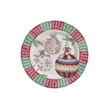 Imagem de Conjunto com 6 Pratos de Sobremesa Acetinado Gifts Natal Ø21cm - Allea