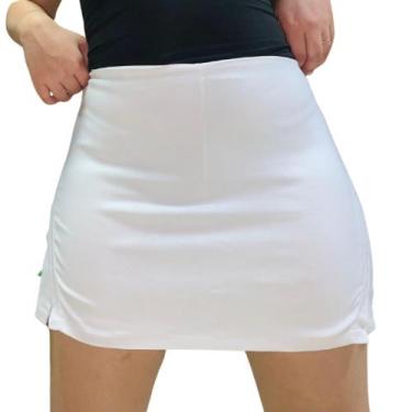 Imagem de Short Saia curto Sex Cintura Alta Blogueiras Em Bengaline 2 Fendas Lat