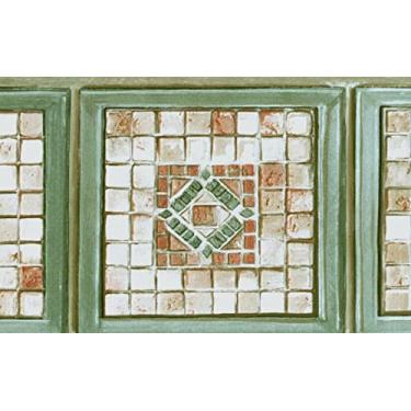 Imagem de CONCORD WALLCOVERINGS ™ Azulejos de padrão de plantas de borda de papel de parede para cozinha, banheiro, creme marrom verde, 10 cm por 30 m 30896710