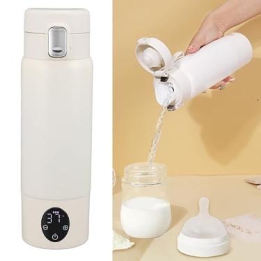 Imagem de Aquecedor de leite portátil, sem fio, 37 a 50 °C, ajustável, capacidade de 300 ml, aquecedor de mamadeira para viagem para fórmula de leite materno
