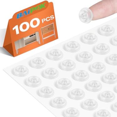 Imagem de Protetores de porta de armário 100 peças de amortecedores de borracha, amortecimento de som, amortecedores autoadesivos, amortecedores circulares duplos transparentes para armários, compartimentos de armário para gaveta, molduras de imagem, tábuas de corte