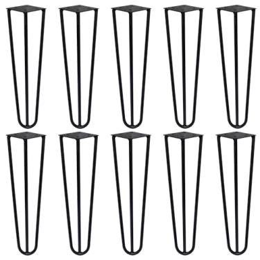 Imagem de Kit 10 Pés de Metal 25 CM Hairpin Legs Mesas de Centro Puffs Preto G41