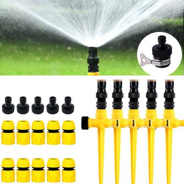 Imagem de 360° Rotation Auto Irrigation System Garden Lawn Sprinkler Patio, Garden Sprinkler Lawn Sprinkler, 90°/180°/360°, Adjustable at Will for Outdoor Grass Garden Yard Lawns (5 PCS)