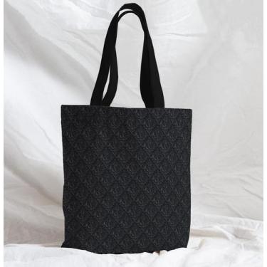Imagem de Bolsa Sacola Artesanal de Tecido Arabesco Formas Relevo Preto - CoreDe