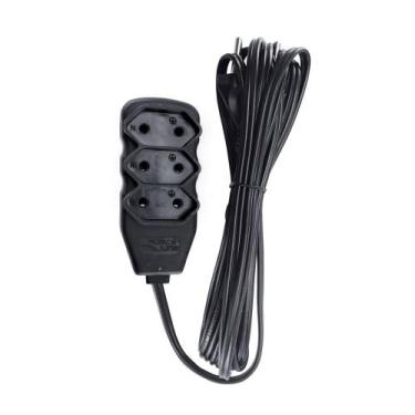Imagem de Extensão Slim 3 Tomadas Bipolar Bivolt 3 Metros Preto - Force Line