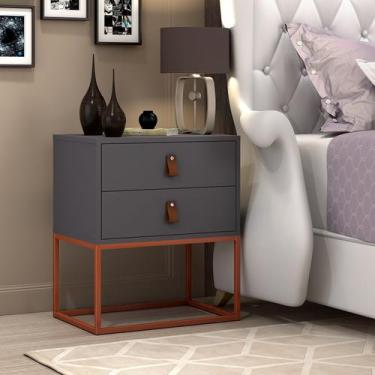 Imagem de Mesa De Cabeceira Cinza Moderno P/ Quarto Casal / Solteiro Com Puxador