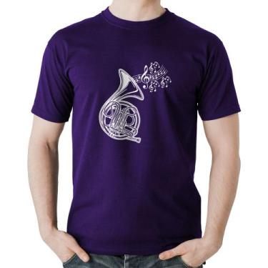 Imagem de Camiseta Algodão Trompa Notas Musicais - Foca na Moda, Roxo, P