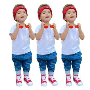 Imagem de KIT 3 Camiseta Infantil Básica Manga Curta com Bordado - Patrulha Stre