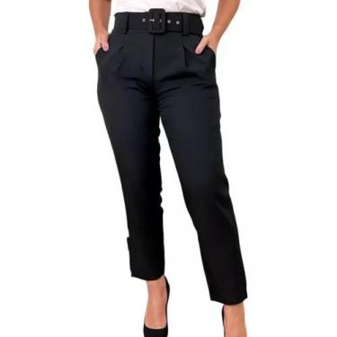 Imagem de Calça Feminina Alfaiataria Social Cintura Alta Com Cinto - Gigi estilo