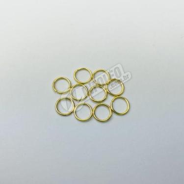 Imagem de Argola de Metal 8mm Latonada Dourada Aberta P/ Chaveiro - 10 unidades 