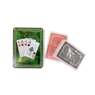 Imagem de Baralho Tradicional de Plástico Duplo com 108 Cartas e Estojo de Metal