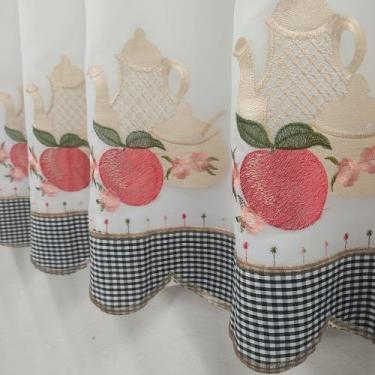 Imagem de Cortina Voil De Cozinha Copa Luxo Com Forro Microfibra 3,00x1,30 - Sal